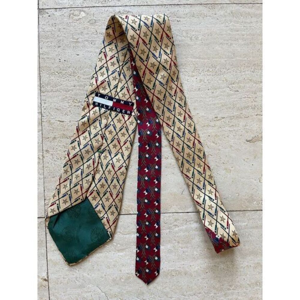TOMMY HILFIGER Silk Tie Necktie Yellow‎